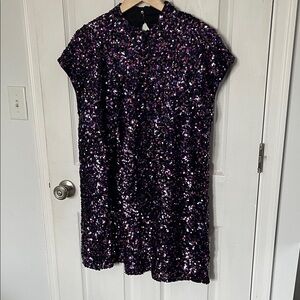 Zara Purple Sequin Mini Dress - Size XL